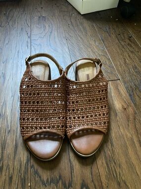 new directions Brown Woven Slingback Sandals